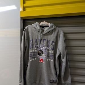 BALTIMORE RAVENS MEN'S HOODED SWEATSHIRT HOODIE  M L  GRAY NWT POLYESTER POCKETS